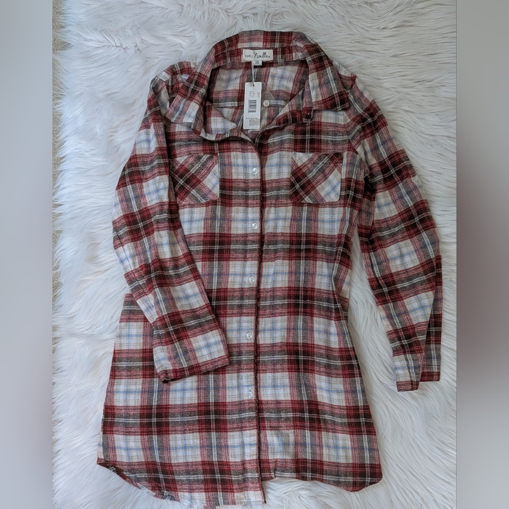 Simply Noelle Red and White Plaid Shirt